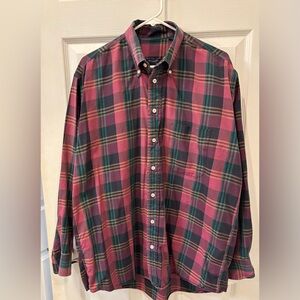 BurberryVTG  Maroon and Green Plaid Button-Down Shirt